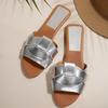 New Summer Women's Plus Size Flat Lightweight One Strap Cross Style Fashion Outdoor Slide Sandals