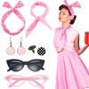 Retro 1950s Party Accessory Set with Eye Glasses, Polka Dot Headband and Earrings