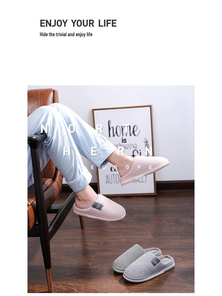 Nordische minimalistische Winter-Baumwollpantoffeln: TPR Rutschfest, Verdickte Wärme für Männer & Frauen, Ideal für den Innenbereich