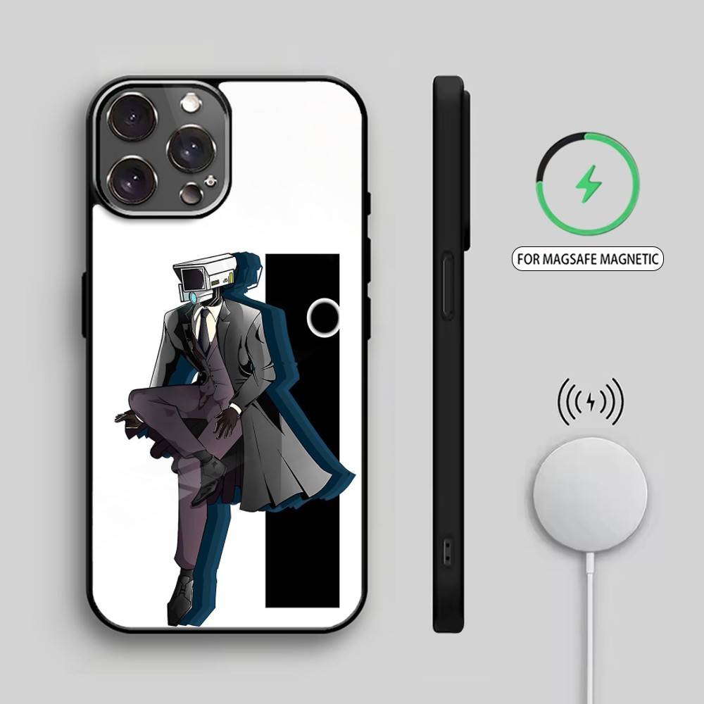 S-Skibidi Toilet C-Camera Man Phone Case For iPhone17,16,15,14,13,12,11 Plus,Pro Max Magnetic For Magsafe Wireless Charging