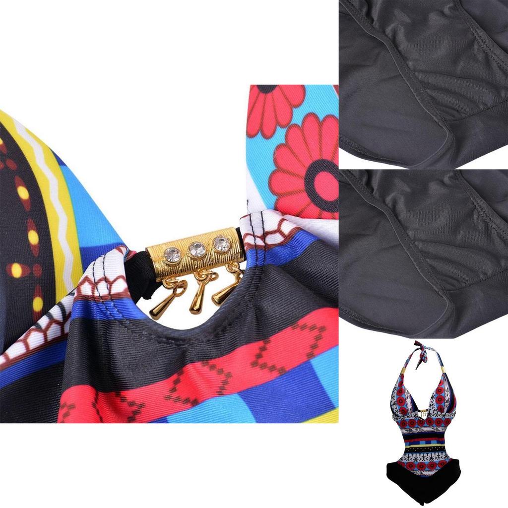 Summer Sexy Hollow Out Spliced Printed Bandage Swimwear For Women In Premium Quality
