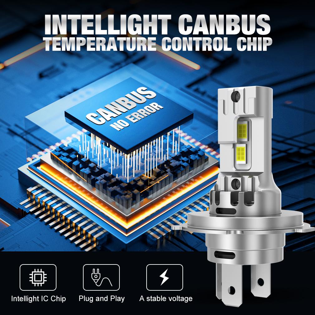2Pcs Canbus H4 LED Headlight Bulbs High Low Beam 30000LM Car Motorcycle Lights 24pcs 3570 CSP Turbo Led Diode Lamps Auto Moto Headlamp 12V 6500K