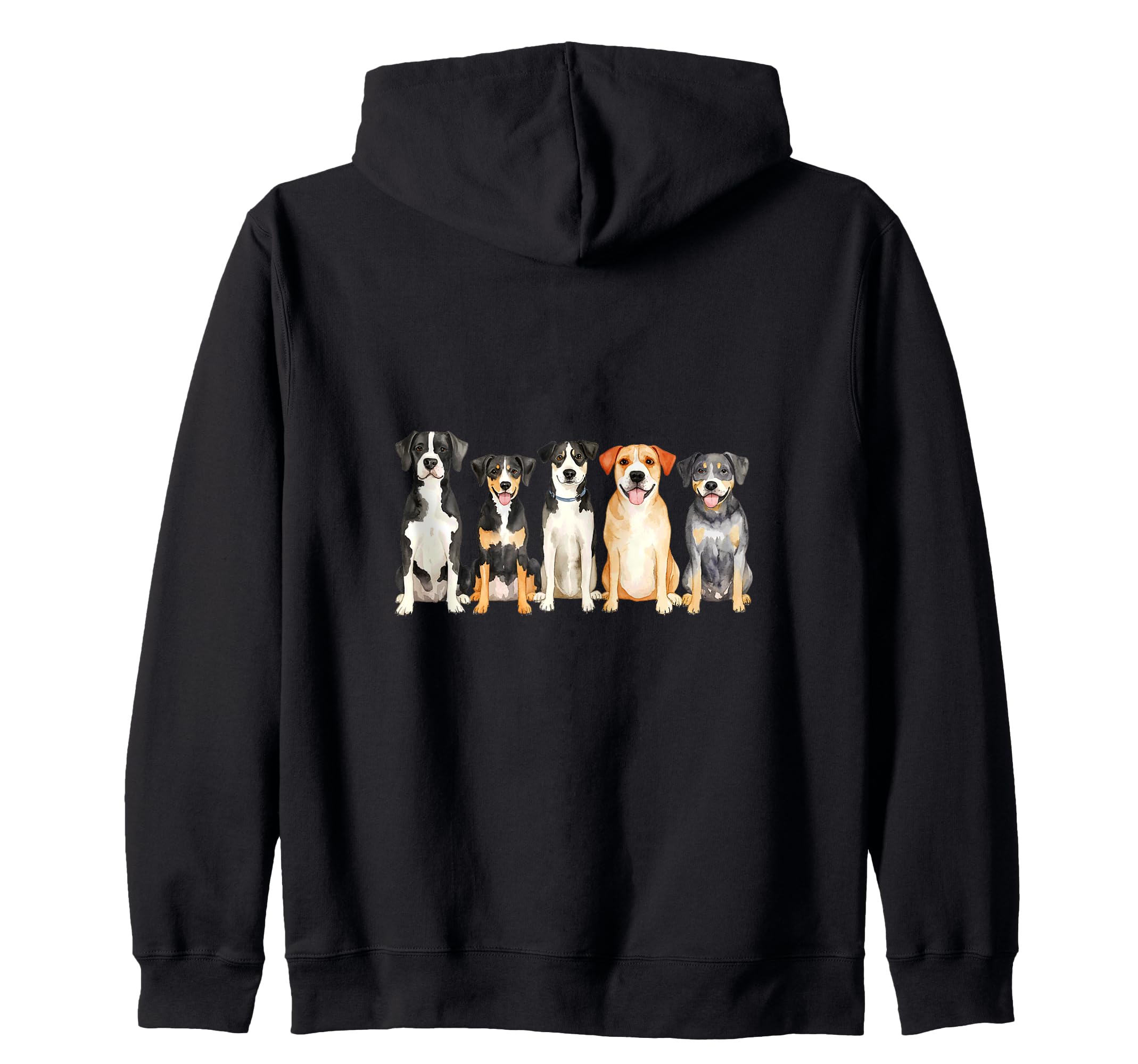 

Five cute dogs sitting together artistic Zip hoodie charm. чорний
