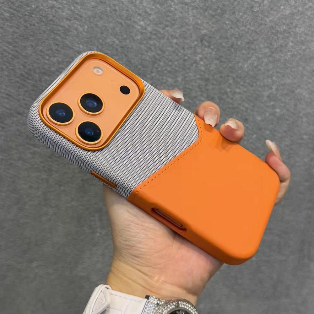 Leather and Fabric Splicing Texture Card Insertion Magnetic Case for iPhone 17 Pro Max Air 16 Plus 15 14 13 12 for Magsafe Cases