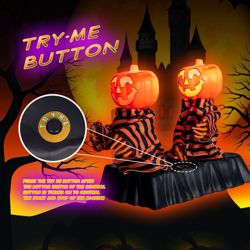 LED Dancing Pumpkin Skeleton Duo Halloween Motorized Animatronic Color Changing Light Show Haunt Sync Sound Party Essential
