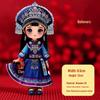 Chinese Ethnic Figures Wooden Magnets - Cultural Souvenir Stickers