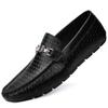 Summer Genuine Leather Mens Loafers Comfortable Flat Casual Shoes Men Breathable Slip-On Soft Driving Shoes Luxury Moccasins Man