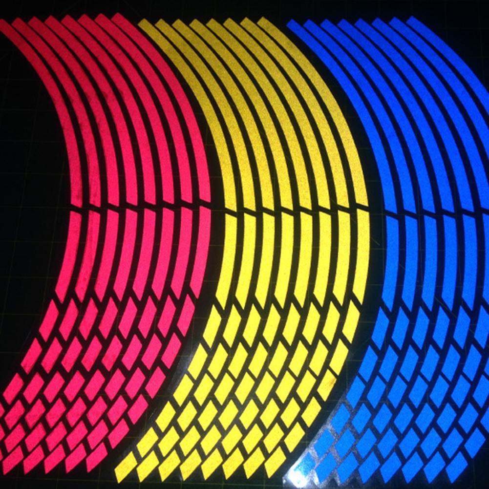16 stk motorsykkel bilhjul felg 16 reflekterende striper 18" stripe tape klistremerker