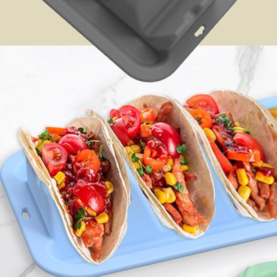 Silicone Taco Holder with 3 Dividers Reusable Tortilla Rack Non-Slip Food Dish Heat Cold Resistant Burrito Holder
