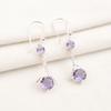 Purple Iolite Gemstone 925 Solid Silver Jewelry Partywear Zircon Earrings 1.84" CZE-9-11