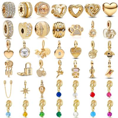 Mode Echtschmuck Goldfarben Herz Geburtsstein Herz Schlüsselanhänger Passend für Europäisches Armband Halskette