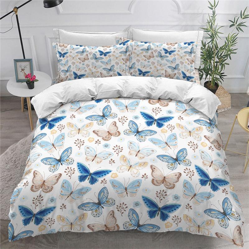 Colorful Butterfly And Floral Duvet Cover Set King Size Butterflies Theme Bedding Set For Kids Girls Comforter Cover Pillowcases