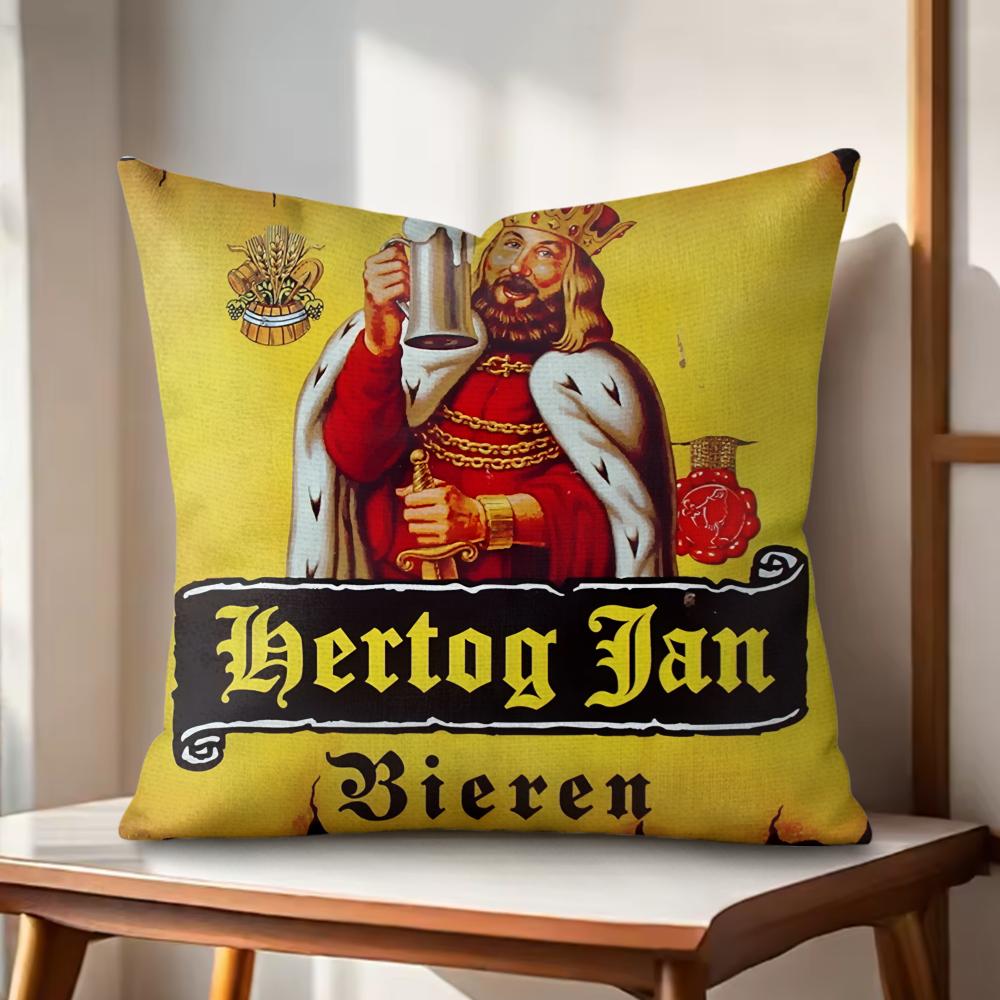 HHERTOG JANS Cushion Cover Natural Linen Organic Fabric DoubleSided Printing Couch Pillow Covers Home Decor