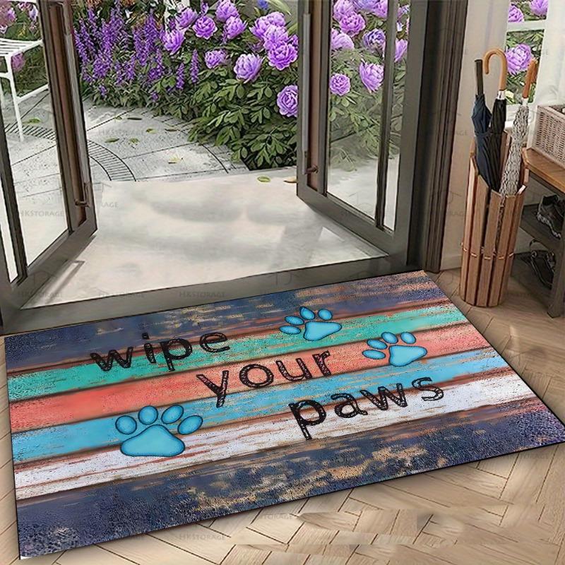 Carpet Pet Paw Print Mat Wipe Your Paws Rug Rustic Style Door Mat Entrance Floor Mat Home Decoration Indoor Outdoor Use Fashion