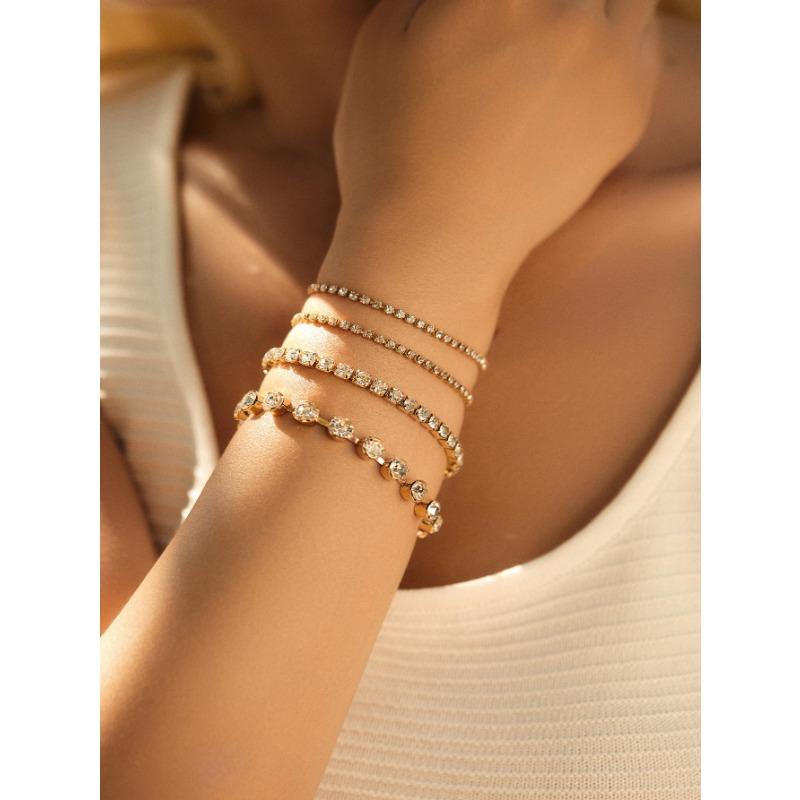 E Hot Sale, Bohemian Minimalist Bracelet, Metal Figaro Chain Twist Chain, Multi-piece Set