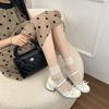 Premium bow temperament ballet small leather shoes women's 2025 new summer lace edge height Mary Jane shoes trend