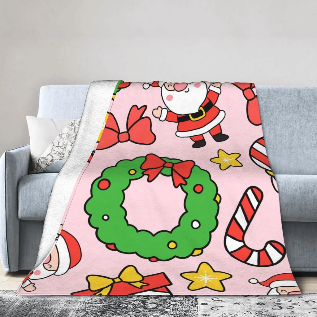 Super Warm Flannel Blanket for Kids and Adults  Airplane Travel Christmas Santa Claus Design Home Bedding Throw Decorative Bed C