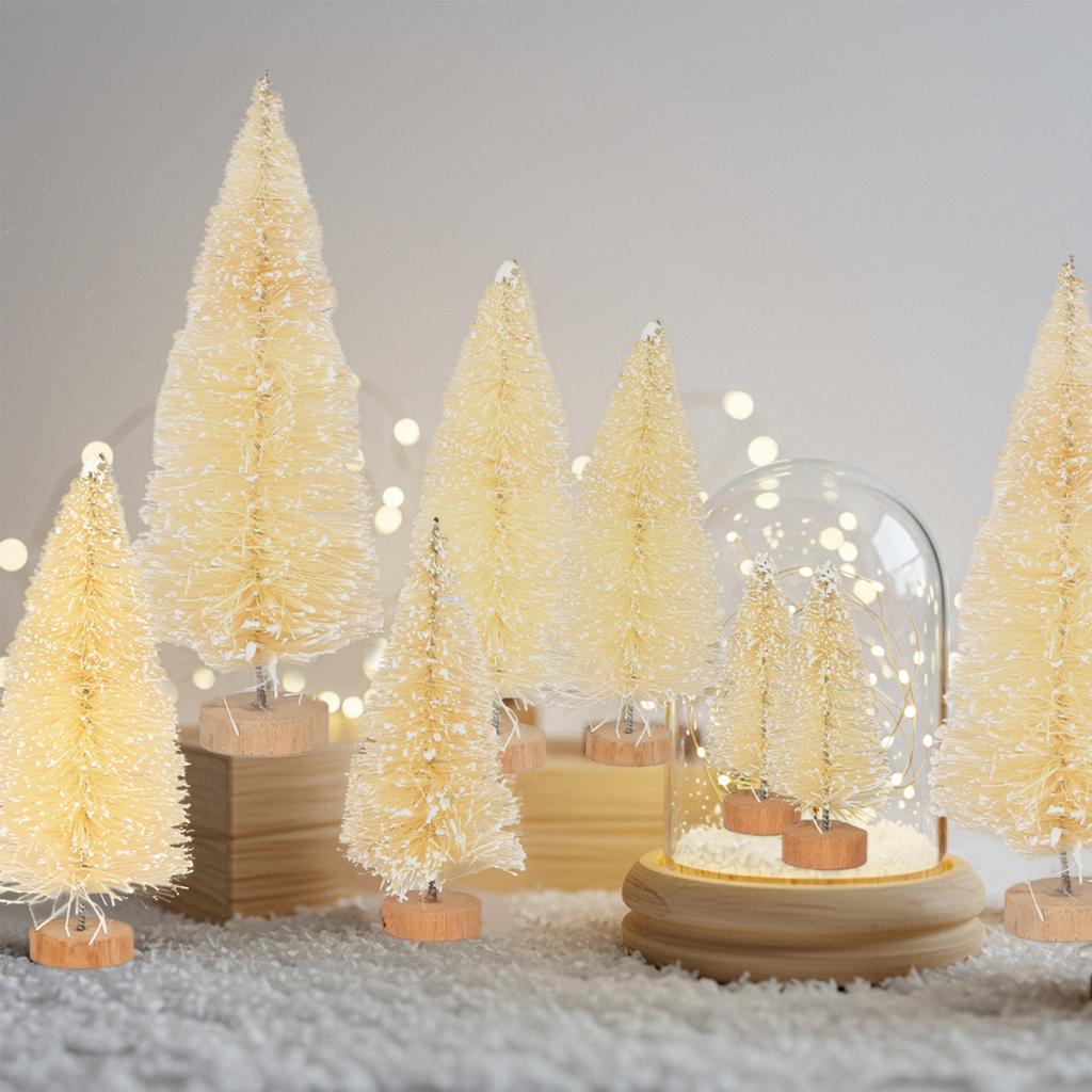 OurWarm 8Pcs Mini Christmas Trees, Small Xmas Tree for Tabletop Xmas Decor Village Crafts Winter Holiday Table Decorations