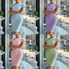 Packable Blue Polyester Bodycon Dress With Notch Collar For Office And Casual Wear