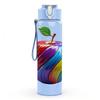 1PC Rainbow Marble Apple Fruit Print 750ml Color Plastic Sports Water Bottle Leakproof Flip Straw Lid Suitable for Sports Office Home Use