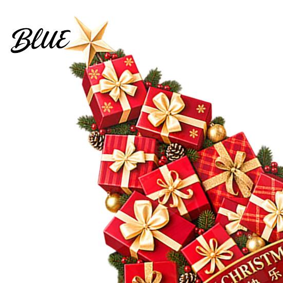 Removable PVC Glass Film Stacked Gift Boxes Christmas Tree Window Cling Creative Static Sticker Seasonal Ornamentation Decal for Holiday Home