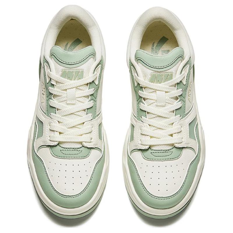 Anta C37 Series Abrasion Resistant Breathable Low top Skateboard Shoes Women's White Green Sneakers 122438024-2