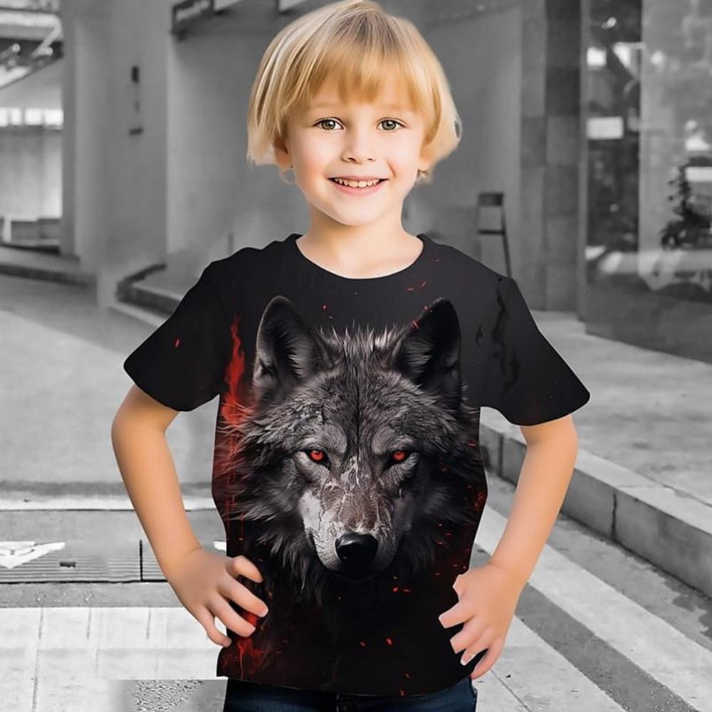 

Wofl Смешная футболка для детей, дети, животные, волк, 3D-принт, мальчики, девочки, повседневные футболки, футболки на день рождения, детская одежда, топ 160