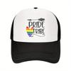 Pride Tribe Rainbow Heart Mesh Trucker Hat Unisex Casual Polyester Adjustable Snapback Cap
