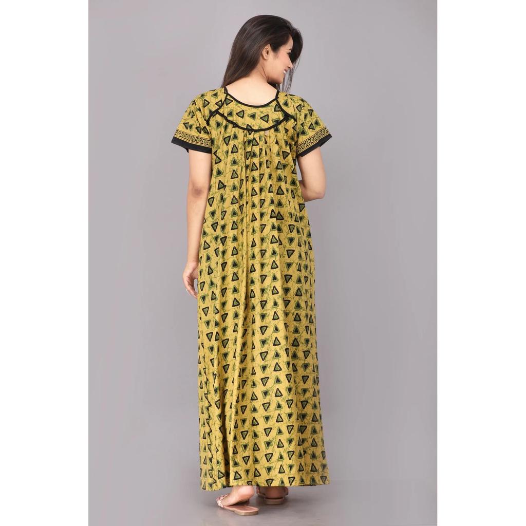 Robe de nuit imprimée en coton pour femme indienne Manches courtes Design Col en U Robe de nuit