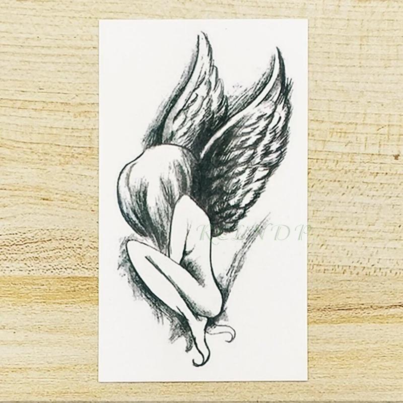 10pcs/lot Waterproof Temporary Tattoo Stickers Angel Wings Fake Tatto Flash Tatoo Neck Hand Back Foot Body Art
