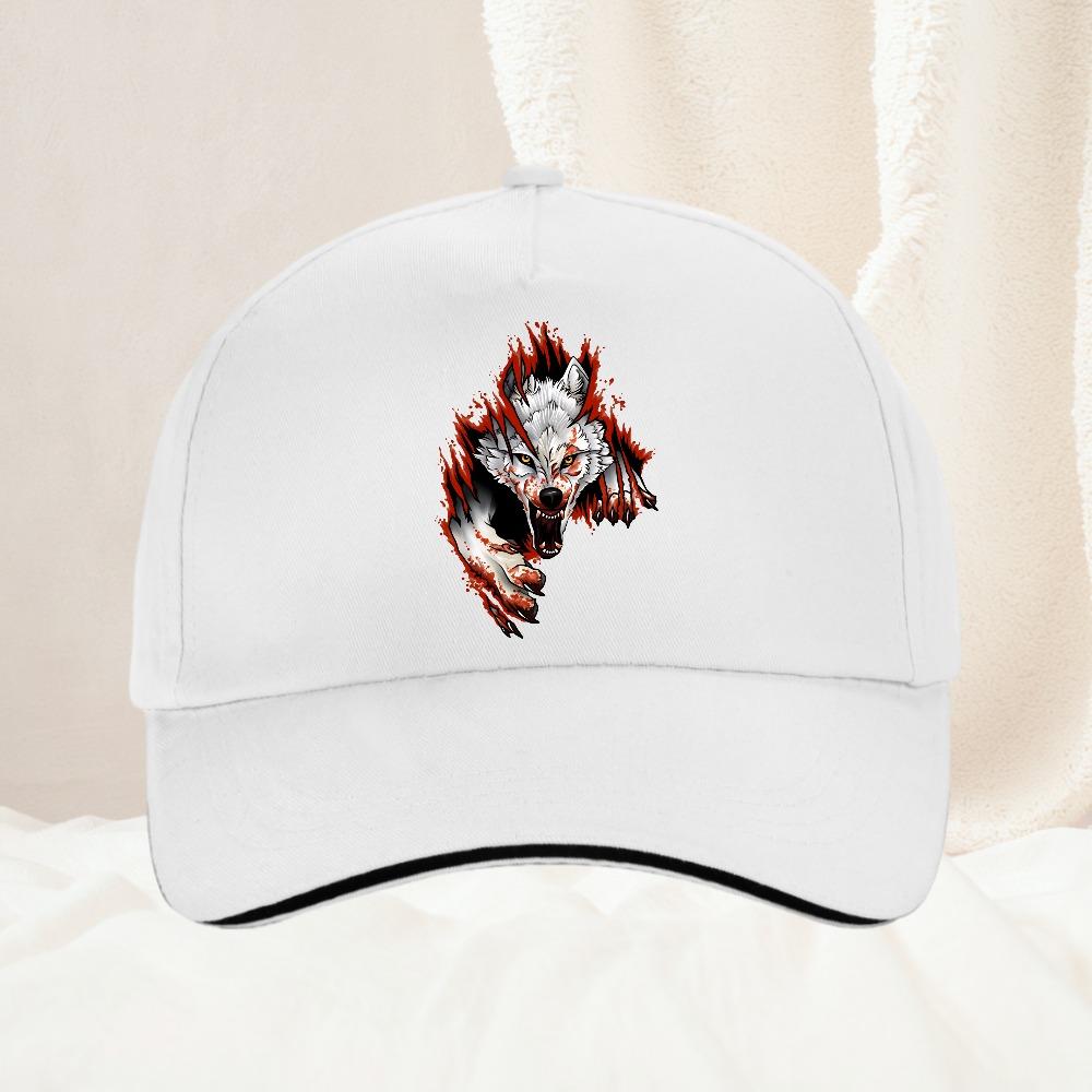 Angry Wolf Cartoon Baseball Cap Women Vintage Adjustable Dad Hat Funny Trucker Hat Summer Caps Gift for Me