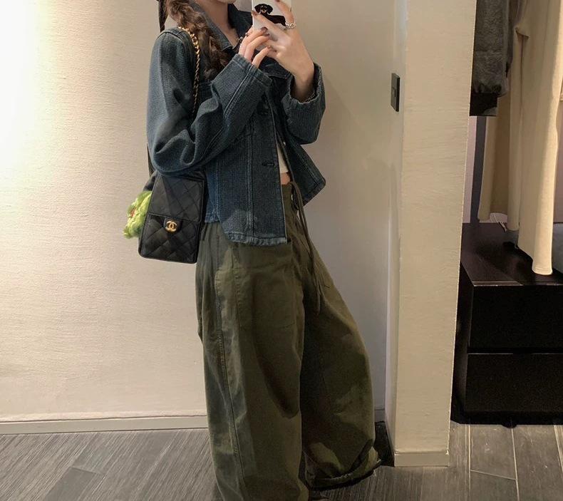 Blues Moment Retro Distressed Denim Jacket for Women, Early Autumn Korean Style