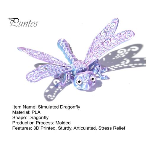 Eco-friendly Plastic Figure 3D Printed Articulated Dragonfly Model, Flexible Realistic Animal Fidget Toys, Educational Science Teaching Aid