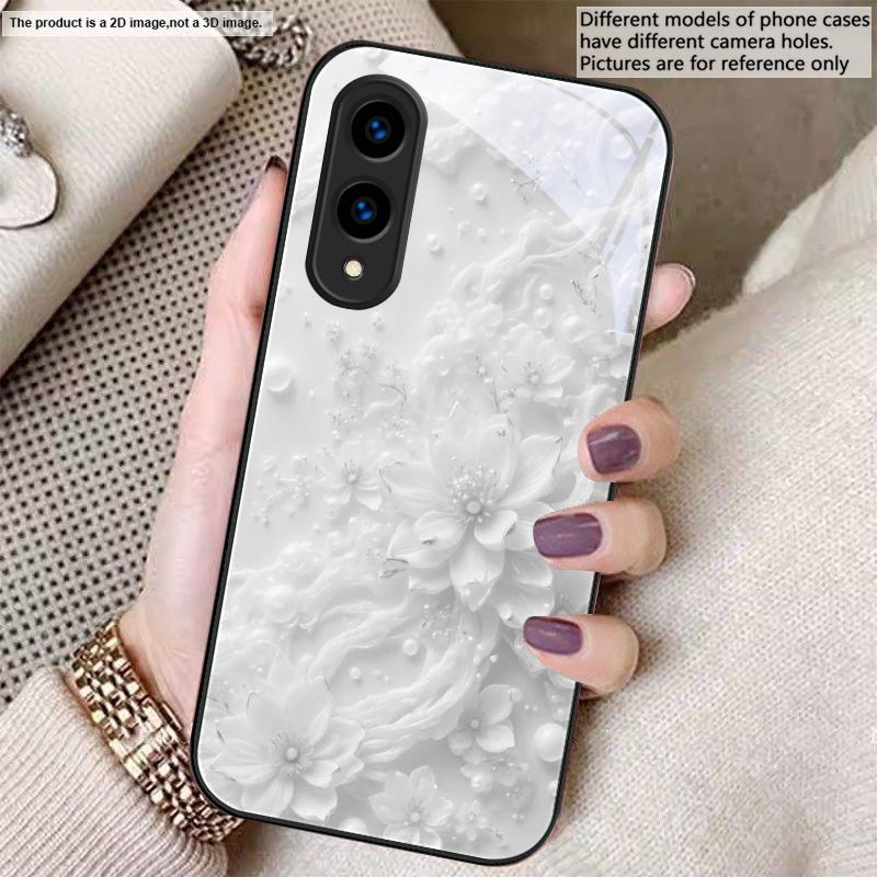 Beautiful white flowers For Samsung S26 S22 S8 S9 S10 S20 Ultra S21 Pro S22 Plus S23 FE S24Ultra S25 Edge S24+ Glass Phone Case