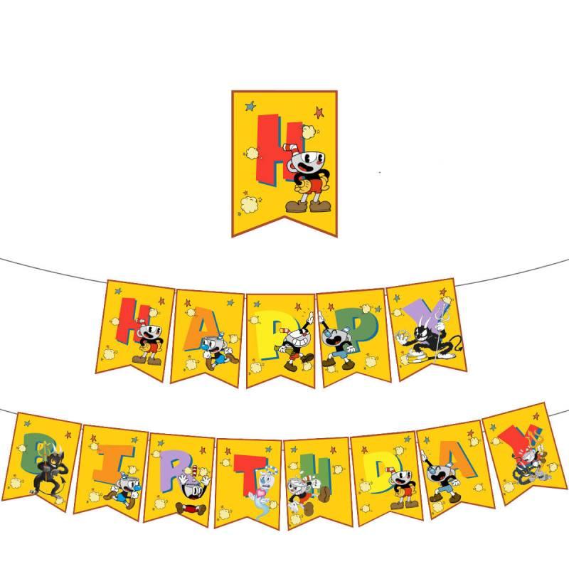 Cuphead Themed Birthday Party Decorations Set With Tea Cup Head Design Vibrant Paper Material