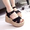 Sandals Summer New Muffin Wedge Heel Platform Sandals Waterproof Table Solid Color Suede Sandals Tide