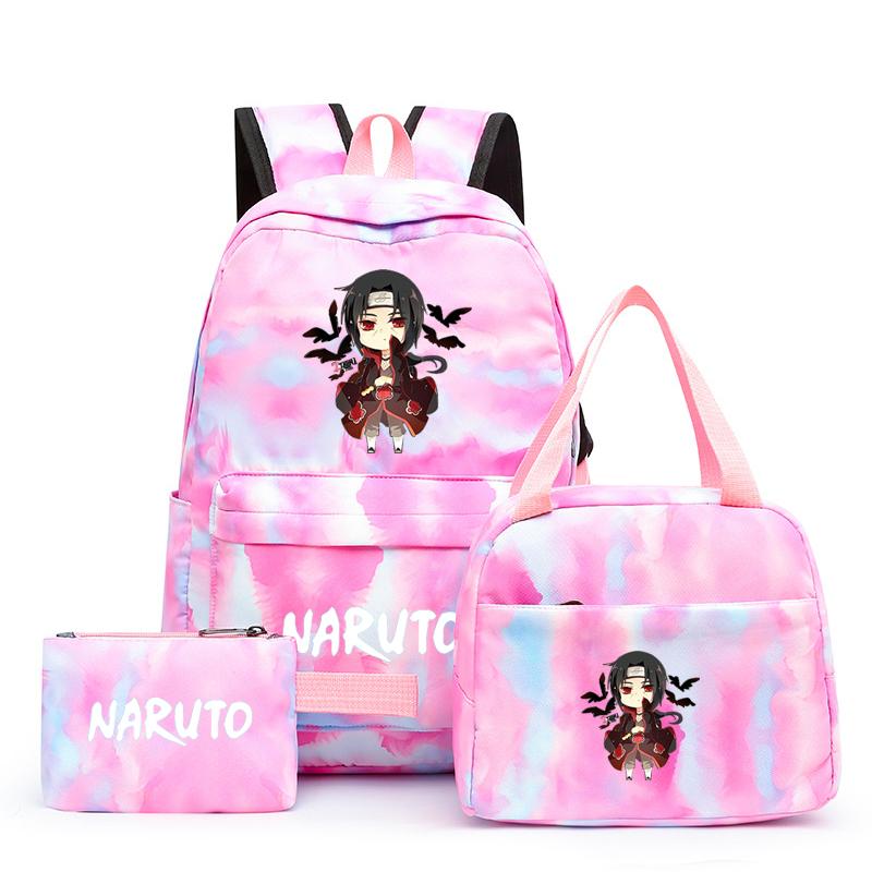 3-teiliger Schulrucksack für Mädchen Y2K mit Lunch-Taschen, Studenten-Taschen-Set, Kinder-Stifttasche, zurück zur Schule, Anime-Leinwand-Rucksack