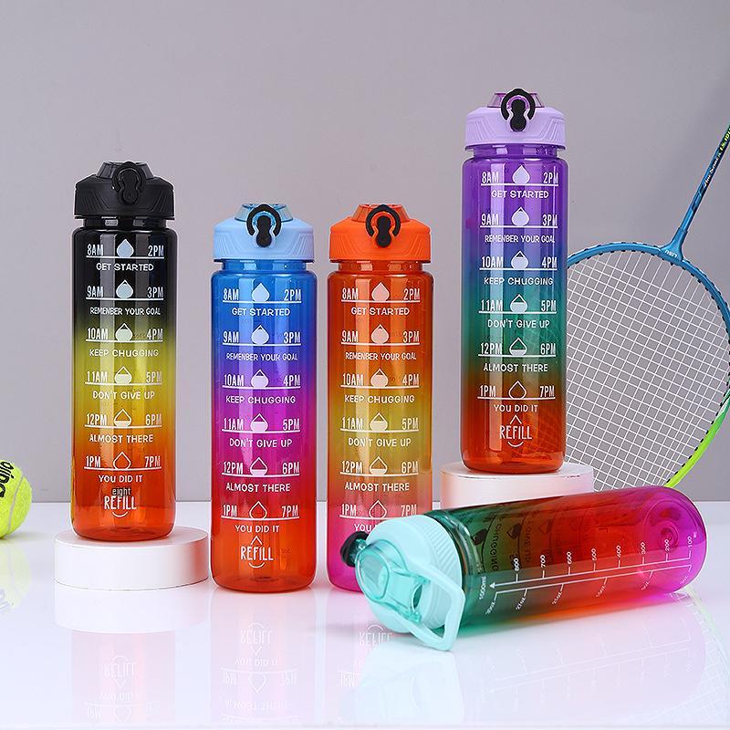 

Спортивная бутылка для воды большой вместимости с градиентной расцветкой и соломинкой - Унисекс, Портативная, Для улицы.