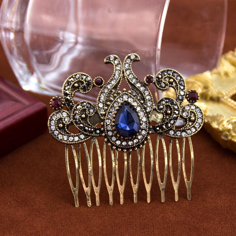 

Ретро Винтаж Богемия Турецкий Женский Гребень для Волос Ювелирные Изделия Античный Золотой Цвет Кристалл Арабский Банкетный Бижутерия