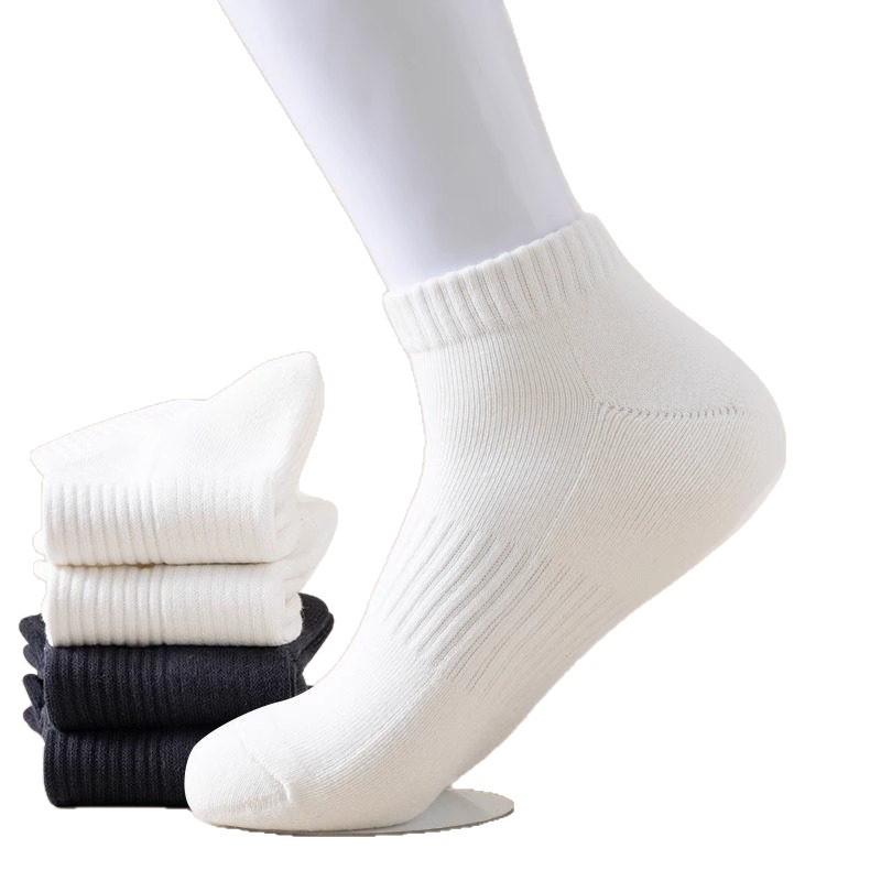 Men's Pure Cotton Sports Socks: Sweat-Absorbent, Breathable, Antibacterial, Comfortable, Anti-Pilling, Low-Cut. Ideal for Running, Spring & Summer.