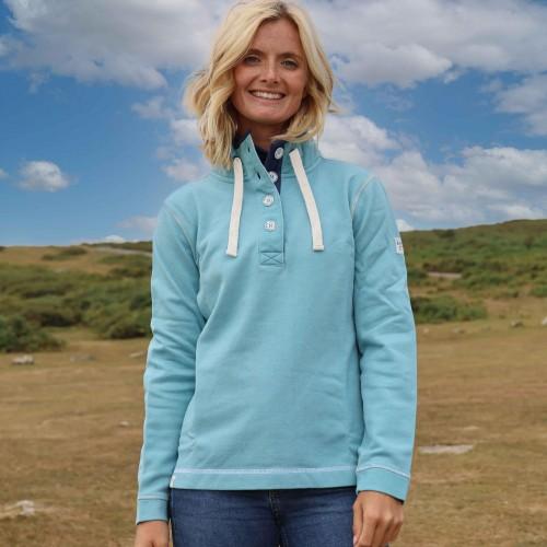 Lazy Jacks Womens/Ladies Pique Button Neck Sweatshirt