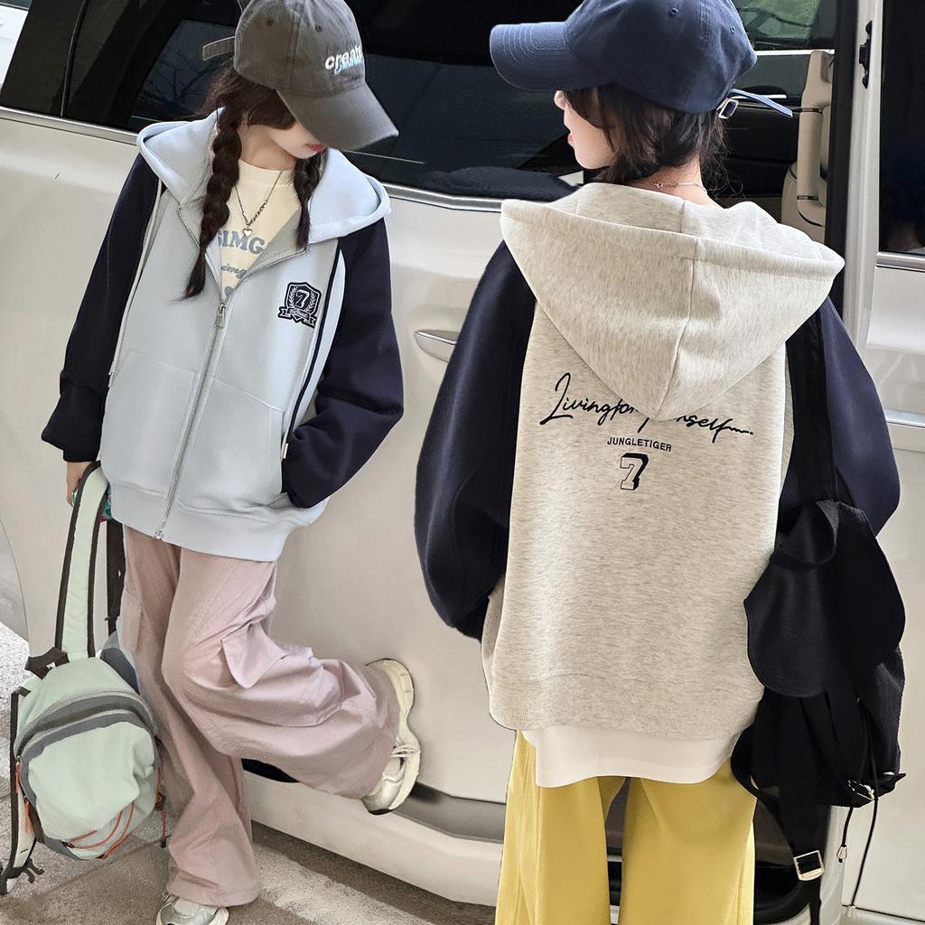 Girl's Super Beautiful Hooded Sweatshirt Cardigan Spring Outfit 2026 New Item, Chinese Children's Casual Jacket, Children's Korean Style Outfit