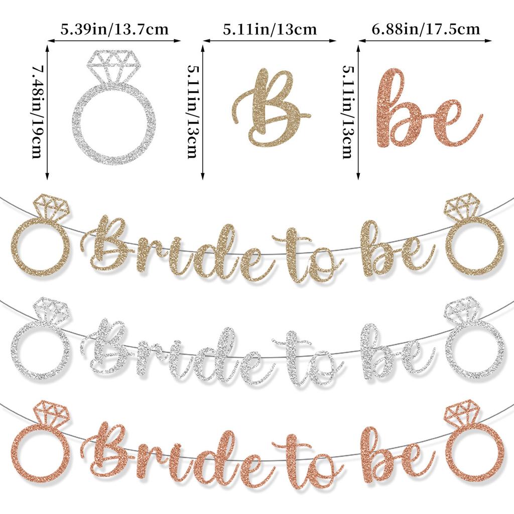 Bachelor Party Theme Decoration Wedding Arrangement Diamond Ring Wedding Dress Glitter Pulling Flag Latte Flower