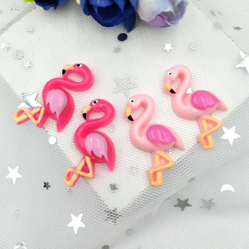 10 шт. Кавайные смоляные мультяшные животные Фламинго Плоские украшения Поделки Фигурки для украшения дома Мини-фигурки
