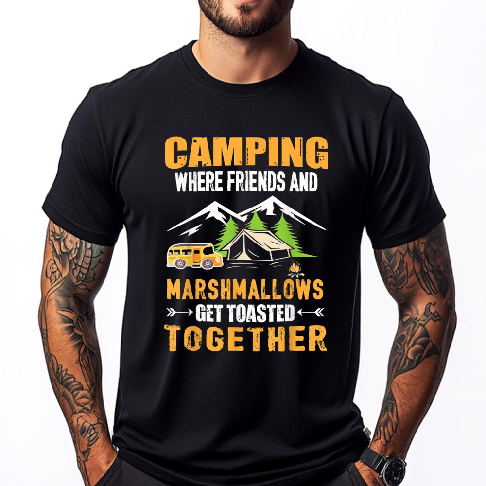 Camping Where Friends And Marshmallows Get Toasted Together Unisexs Korean Fashion Unisexs Gifts Hip Hop Loose
