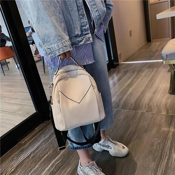 Rucsac de damă Vintage moale PU Rucsac de umăr antifurt Rucsac de școală de culoare solidă pentru fete adolescente