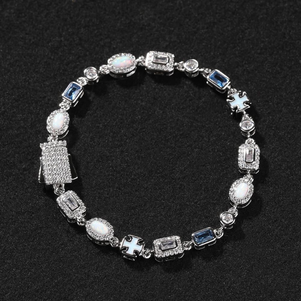 Exquisite Light Luxury 6mm Blue Colored Gemstone Bracelet Simple Small Fresh and Versatile Jewelry