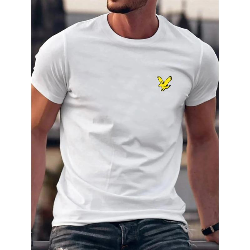Plus Size FUGUIS Mode Bedrukte Top Casual Los Korte Mouwen Ronde Hals T-shirts Heren XXL wit