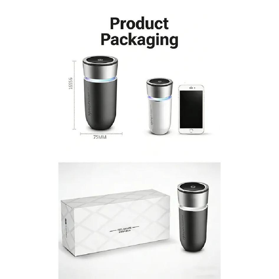 USB Mini Car Air Purifier Hepa Filter Removes PM2.5 Smoke Odor Negative Ion Color Ambient Light USB Powered Car Air Cleaner