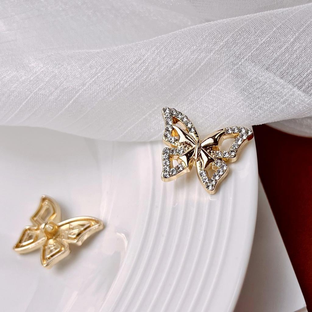 10pcs Metal Button DIY Craft High-Grade Inlaid Rhinestones Decorative Fashion Butterfly Shape Button Sewing Clothing Accessories
